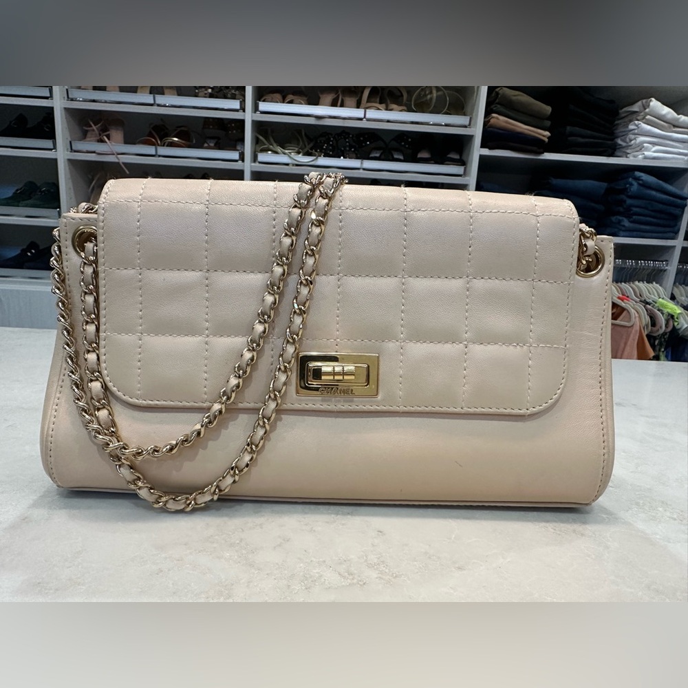 Chanel Chocolate Bar Accordion Reissue Flap Bag Quilted Lambskin East West